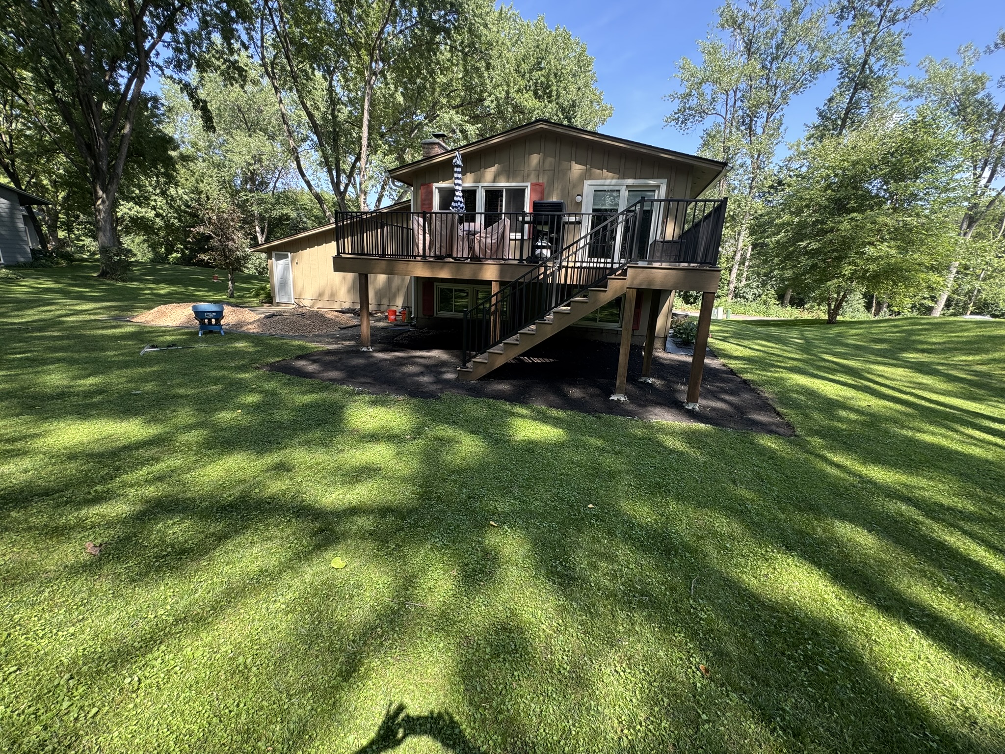 Wide view of a backyard dug out and ready for landscape fabric in Minnetonka Minnesota
